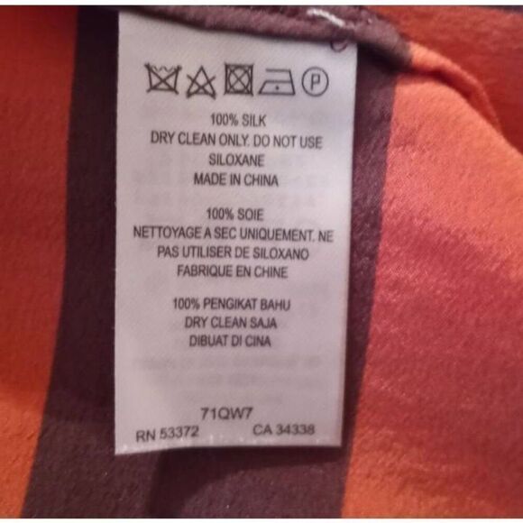 FRENCH CONNECTION RED & BROWN STRIPE SILK DRESS SZ.4 EUC. - Picture 6 of 6